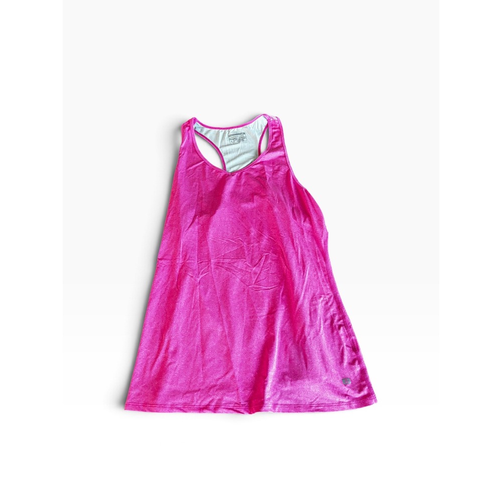 Layer 8 Performance Tank Top Size L Pink Striped Racerback Activewear Gym Yoga
